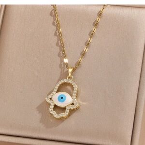 Gold Evil Eye Pendant Necklace